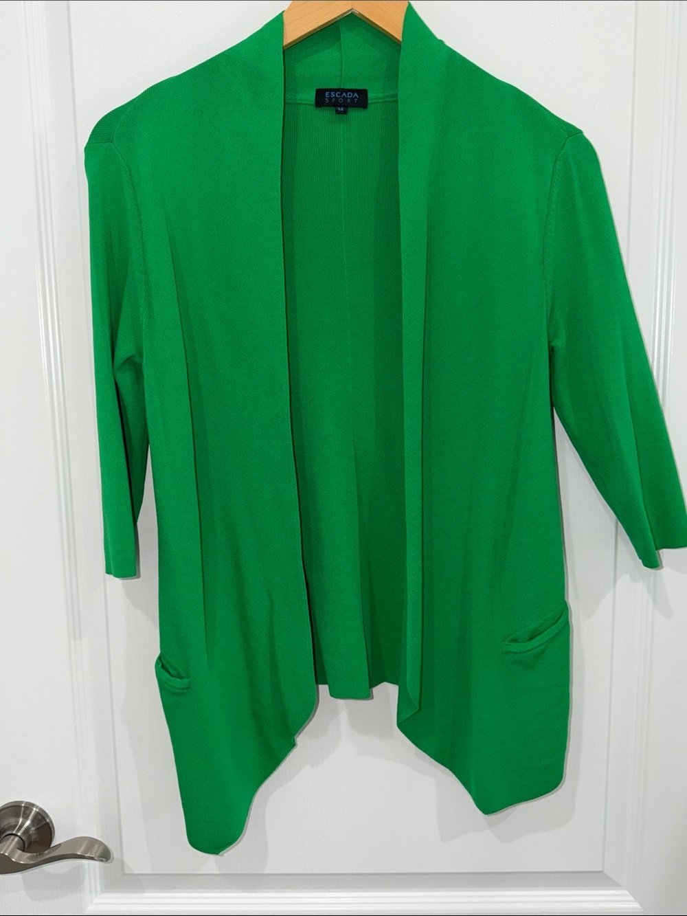 Escada sport 100% silk Bright Green Open-Front Lightweight Cardigan size medium